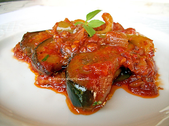 Eggplants and peppers with basil Eggplants and peppers with basil