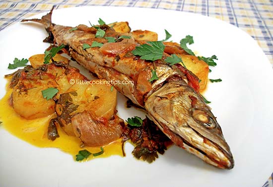 Fish "plaki" (Greek-style baked fish with tomato and potatoes) Fish "plaki" (Greek-style baked fish with tomato and potatoes)