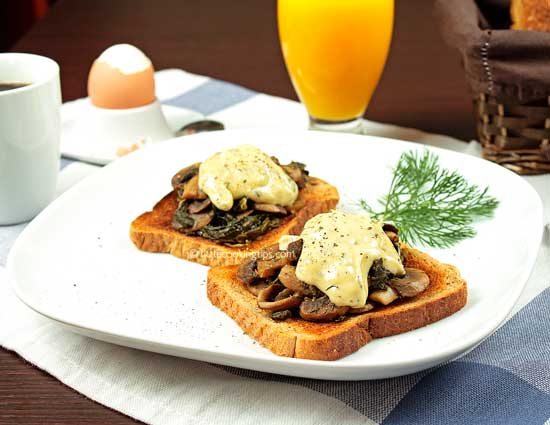 Open faced Spinach and Mushroom Sandwiches Open faced Spinach and Mushroom Sandwiches