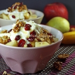 Delicious fruit salad with Greek yogurt and dried cranberries Delicious fruit salad with Greek yogurt and dried cranberries